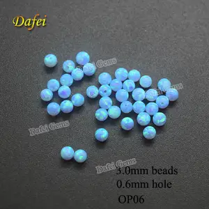 Manik-manik Opal Sintetis 3.0Mm Bulat Azure Kualitas Tinggi