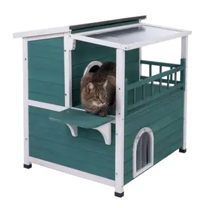 Wetterfeste Katze Outdoor House Shelter Pen Kennel Gehäuse mit Schiebedach Holz katzen käfig