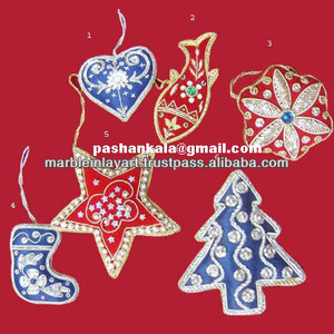 Zari Embroidery Christmas <b>Tree</b> Hanging <b>Ornaments</b> - Product Image 1