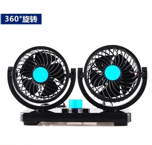 12V Dual Head Car Auto Cooling Air Fan 360 Degree Adjustable Strong Wind Auto Cooling Air Fan