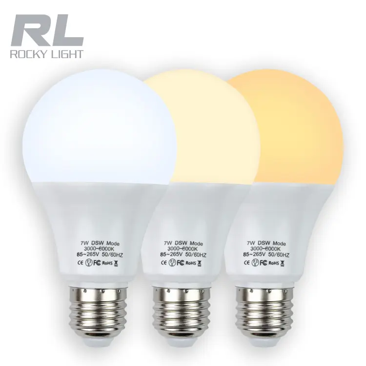 New product plastic and aluminum china economic bulb 110v led bulb change 3 color temperature by button swith