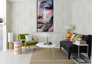 Toile de <span class=keywords><strong>peinture</strong></span> à l'huile de <span class=keywords><strong>visage</strong></span> <span class=keywords><strong>abstrait</strong></span> moderne de haute qualité par l'artiste fait à la main demi-dame Portrait Impression pour la décoration intérieure - Product Image 3