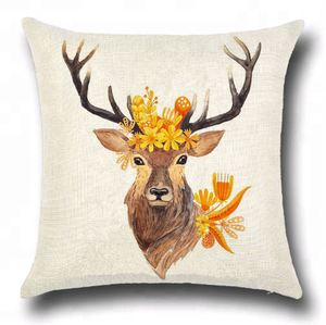 Taies d'oreiller imprimées numériques à <span class=keywords><strong>motif</strong></span> <span class=keywords><strong>de</strong></span> <span class=keywords><strong>cerf</strong></span> Housses <span class=keywords><strong>de</strong></span> <span class=keywords><strong>coussin</strong></span> en faux lin - Product Image 4