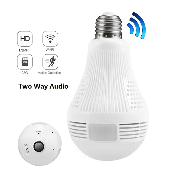 2.0MP 1080p Lampe led éclairage ampoule CCTV Caméra 360 degrés wifi caméra IP avec une bonne vision nocturne