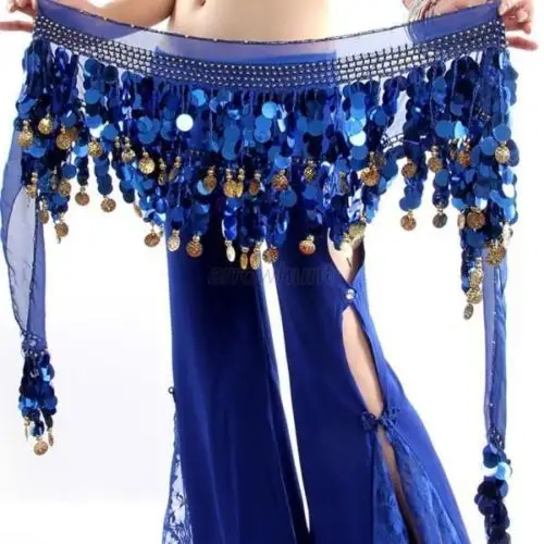 Bestdance Shining Colorful Sequin Bead Belly Dance Hip Scarf Wrap Belt Skirt Gold Coins