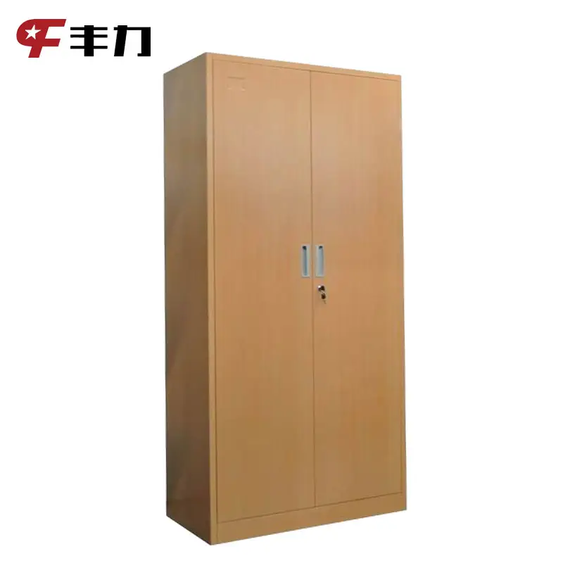 Transferência grão de madeira design metal quarto armário guarda-roupa com porta dobradiça