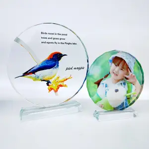 Günstige großhandel Blank Runde Förmigen Glas Trophy Awards Kristall Plaque Für Jahrestag Souvenirs Geschenke