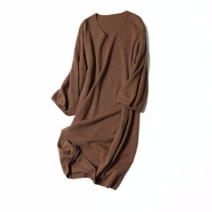Abiti da <span class=keywords><strong>donna</strong></span> in cashmere lavorato a maglia con scollo a V allentato inverno plus size abiti da <span class=keywords><strong>donna</strong></span> maglione vestito <span class=keywords><strong>abbigliamento</strong></span> <span class=keywords><strong>donna</strong></span> - Product Image 2