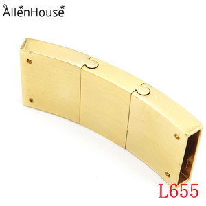 Đồ Trang Sức Làm Có Thể Điều Chỉnh Kích Thước 3 Phần Da Vòng Đeo Tay Phẳng Hình Dạng Thép Không Gỉ Vàng Clasp 13x2.5 Mm/15x3Mm - Product Image 2