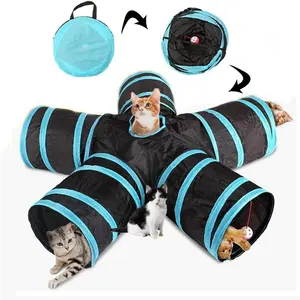 Cat Tunnel 5 Way Training Guinea Pigs Portable Rabbits Indoor Outdoor Waterproof Dogs Accessories Easy to Carry Play Toy Funny