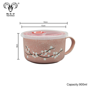 Tazza in Ceramica Personalizzata Oversize Gialla per Noodle, Ramen e Zuppe con Manico e Coperchio - Product Image 6