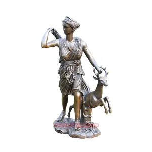 Escultura de arte artesanal em metal Estátua de bronze Escultura de Artemis Figura mítica grega antiga