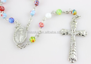perle <span class=keywords><strong>di</strong></span> vetro <span class=keywords><strong>di</strong></span> <span class=keywords><strong>murano</strong></span> collana croce croce collana del rosario gioielleria cristiana gioielli regali - Product Image 2