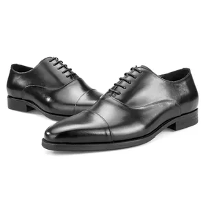 Custom Logo Men Business Winter Genuine Leather Men's Black Dress Shoes