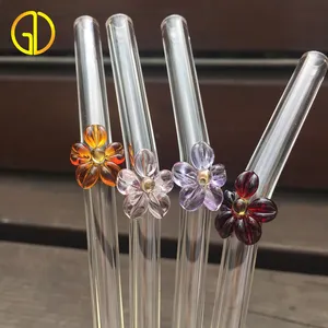 Excellent Material Logo can be customized Fashion Heat resistant eco glass bottle straw