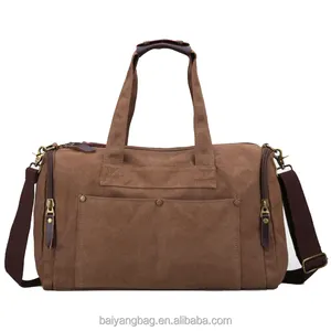 High Quality Unisex Canvas Brown Sling Shoulder Travel Tote Bag with Zipper Closure Messenger Bag