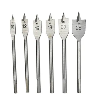 set of 6pcs tricuspid woodworking flat drill wood board hole opener high carbon steel woodworking drill bit