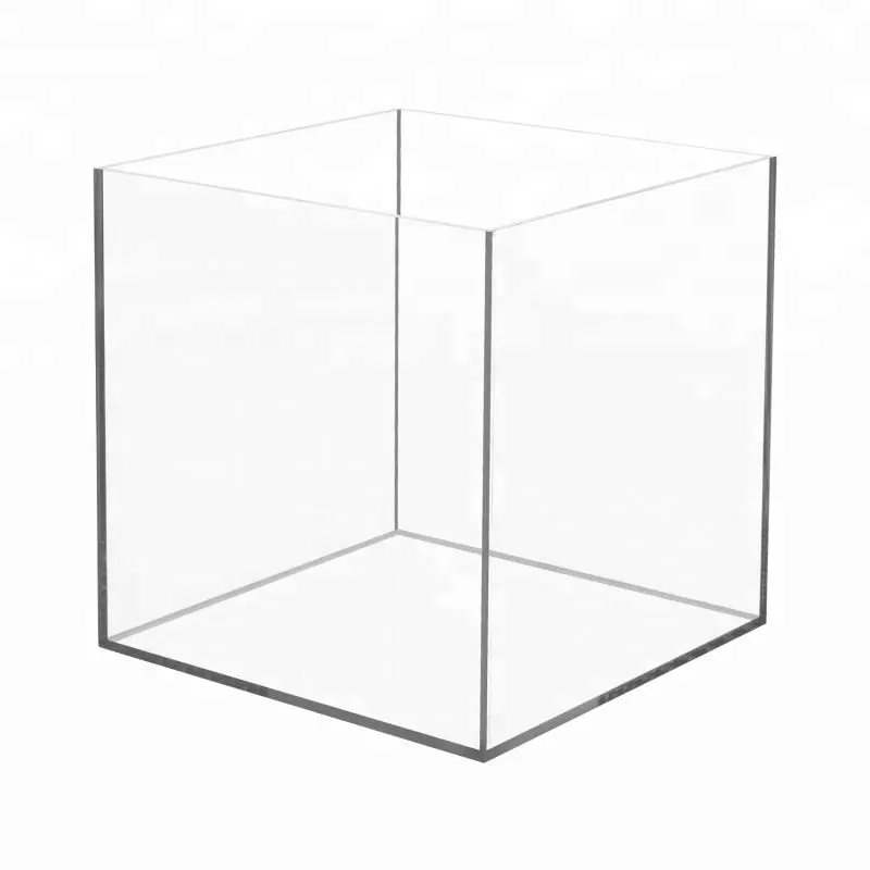 8x8x8 inch clear plexiglass 5-sided acrylic display cube boxes