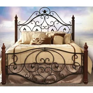 2012 china manufacturer new design wrought iron double beds antique beds decorative beds