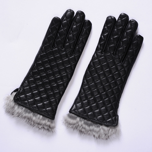 ถุงมือหนังสำหรับขับรถสำหรับผู้หญิงถุงมือหนังขนกระต่ายสุดหรูสำหรับฤดูหนาว - Product Image 4