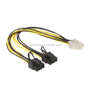 PCI Express Power Supply Cable 6-Pin Socket 2x8-Pin Plug Copper Conductor PVC Insulation Medium Low Voltage Home Industrial Use