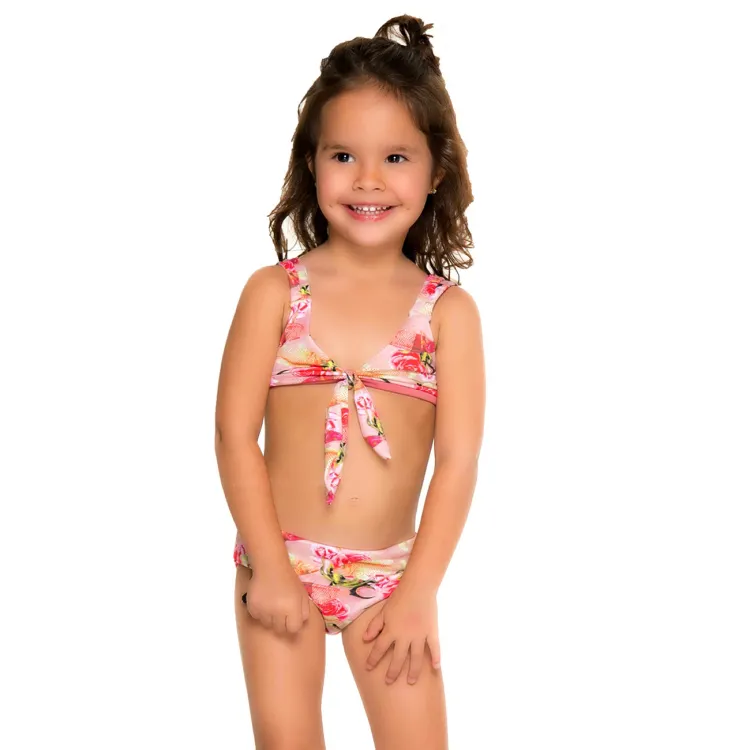 Tela de alta calidad de los niños traje de niña linda bikini nadar