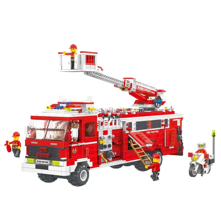 Wange Mainan Berkualitas Tinggi Pemadam Kebakaran Model Pendidikan Blok Bangunan