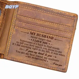 Husband engraved bifold wallet for men original leather wallet gift wallet