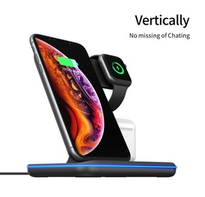 Supporto per caricabatterie <span class=keywords><strong>Wireless</strong></span> 3 in 1 dispositivo di ricarica <span class=keywords><strong>wireless</strong></span> da 15W per caricabatterie da 2.5W per telefono cellulare per orologio pad di ricarica da 2W per auricolare - Product Image 6