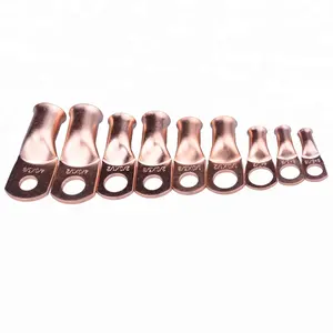 T2 Pure Copper Crimping Cable lugs for AWG wire size Red Copper Ring Electrical crimp wire end terminal