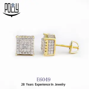 Vite indietro orecchini con cz <span class=keywords><strong>mirco</strong></span> asfaltata ghiacciato fuori della vite prigioniera orecchini in oro hip hop - Product Image 1