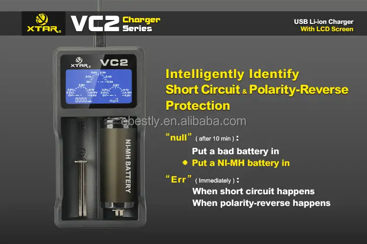 Haute qualité Xtar Vc2 Xtar chargeur pour 18350/18650 batterie 18650 chargeur de batterie