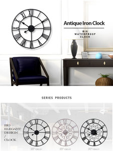 <strong>Large</strong> Size Round Outdoor Garden Black Retro Metal <strong>Clocks</strong> Roman Numerals Iron Antique Gear Big <strong>Skeleton</strong> <strong>Wall</strong> <strong>Clock</strong> - Product Image 6