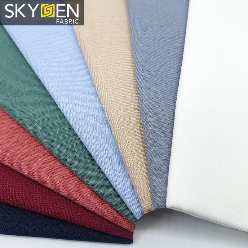 Популярная льняная хлопчатобумажная ткань Skygen для одежды