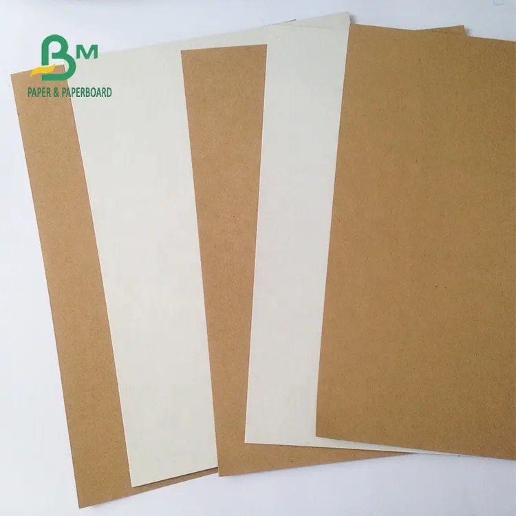 Recyclable Pulp One Side White One Side Brown Kraft Paper Roll, Kraft Liner Board Craft Paper