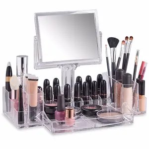 Вращающееся зеркало-органайзер для макияжа, косметическое зеркало, современный дизайн