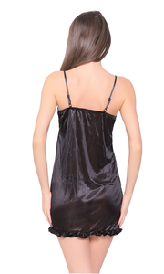 Tamaño libre sin cierre ajustable completo plisada hem sheer satén suave y encaje transparente mujer slip lencería sexy - Product Image 2
