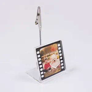 Porte-cartes photo en acrylique, taille personnalisée, avec clips métalliques, 50 pièces