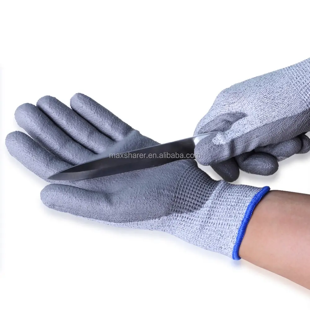 anti-cut pu palm half coated gloves for cleanroom workers