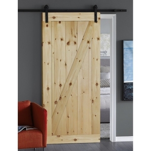 Interior un panel Z brace <span class=keywords><strong>Pino</strong></span> manchada de madera maciza Puerta de granero con hardware - Product Image 1