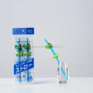 En plastique d'animal réutilisable flexible nouveauté paille créatif dessin animé pailles à boire