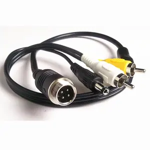 4 Pin Mini DIN Pria RCA AV Kabel untuk Video dan Audio dan 12 V DC.