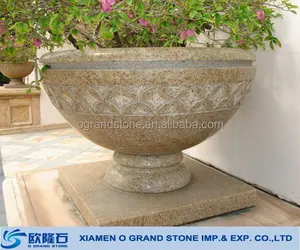 Vasos de plantas tamanho personalizado de granito, pedra grande potes de flores de pedra