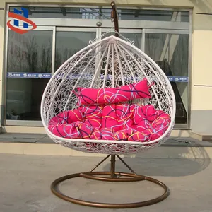 Ngoài Trời Treo Giỏ Đôi Ghế Mây Ghế Vườn Wicker Hai Chỗ Ngồi Đu Ghế Sắt Biểu Tượng Tùy Chỉnh Đồ Nội Thất Ngoài Trời