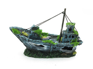 Aquarium Ornement Navire Coulé de Poissons De Bateau Épave Réservoir Voile Décor Grotte Naufrage - Product Image 5