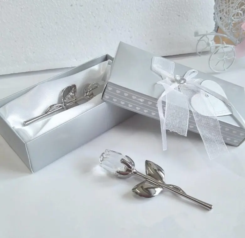 Regalos elegantes recuerdos de boda Rosa cristal para invitados