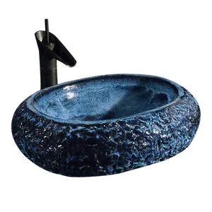 Blue color ceramic basin moroccan handwash sink