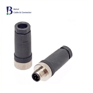 Bairui M12 مستشعر دائري 4 5 6 8 12 عمود أنثوي موصلات مثبتة على التوالي مقاومة للماء إشارات IP67 DIN للطاقة
