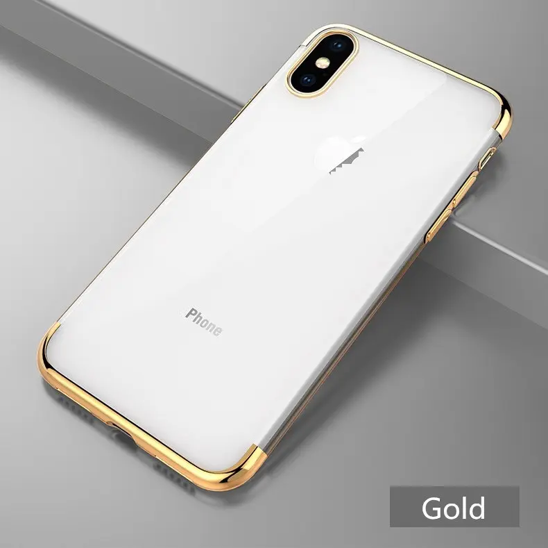 Soft Clear TPU Mobile Phone Case Ultra-Thin Transparent Plating Phone Shell for iPhone XS Silicone Cover