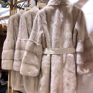 Cina All'ingrosso Della Fabbrica Delle Donne di Inverno Grigio Naturale Lunga di Lusso di Alta Qualità Importato Pieno Reale Giacca di Pelliccia di Visone Cappotto <span class=keywords><strong>con</strong></span> la Cinghia - Product Image 6